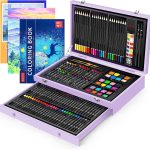 Art Supplies, iBayam 150-Pack Deluxe Wooden Art Set Crafts Drawing Painting Kit with 1 Coloring Book, 2 Sketch Pads, Creative Gift Box for Adults Artist Beginners Kids Girls Boys